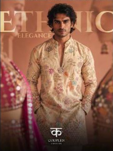 Peach embroidered kurta set